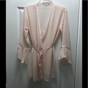 Sheer Pink Short Wrap Robe